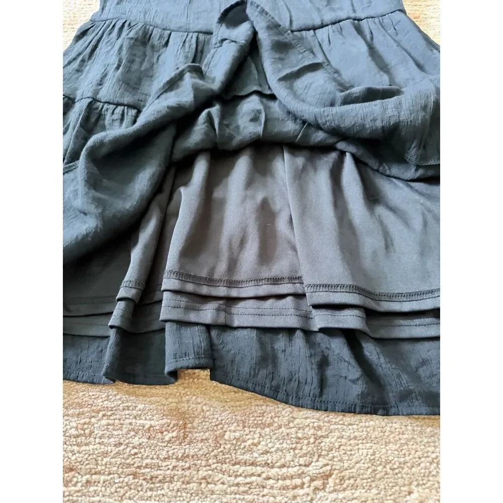 Entro Black Tiered Halter Dress Ruffle Neck Size S